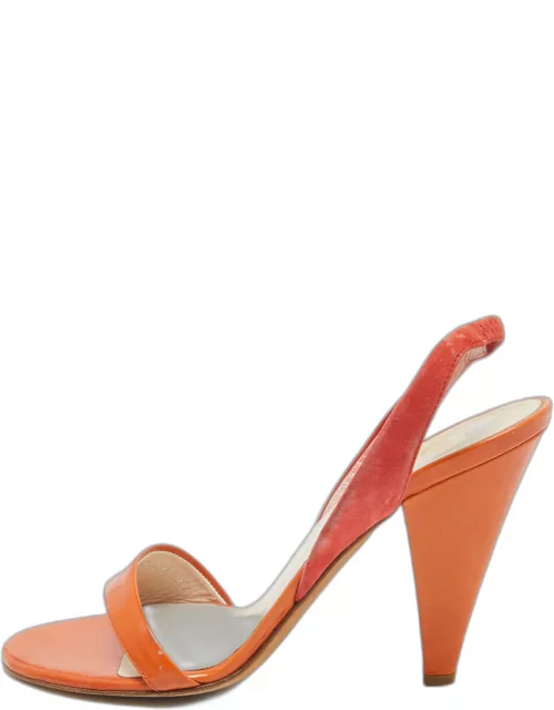 Dior Orange Suede and Patent Slingback Sandal