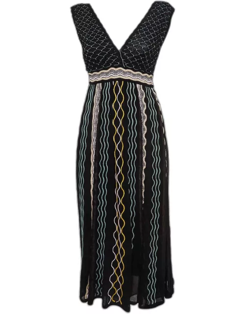 M Missoni Black/Multicolor Knit Midi Dress