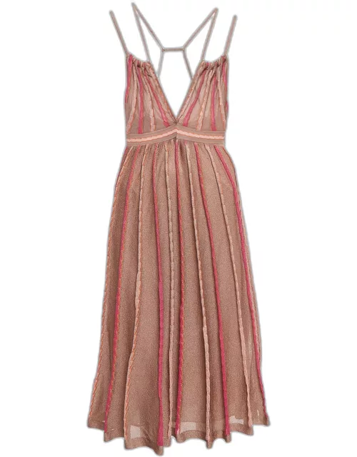 M Missoni Pink Patterned Lurex Knit Midi Dress
