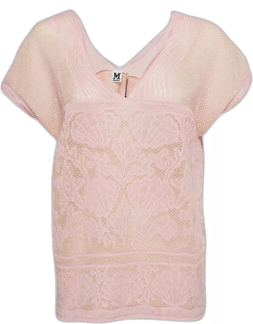 M Missoni Pink Patterned Lurex Knit Top