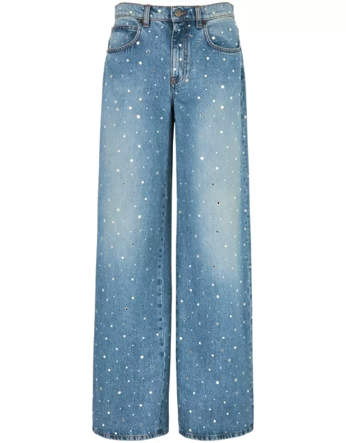 Giuseppe DI Morabito Crystal-embellished Wide-leg Jeans - Blue - W26 (W26 / UK8 / S)