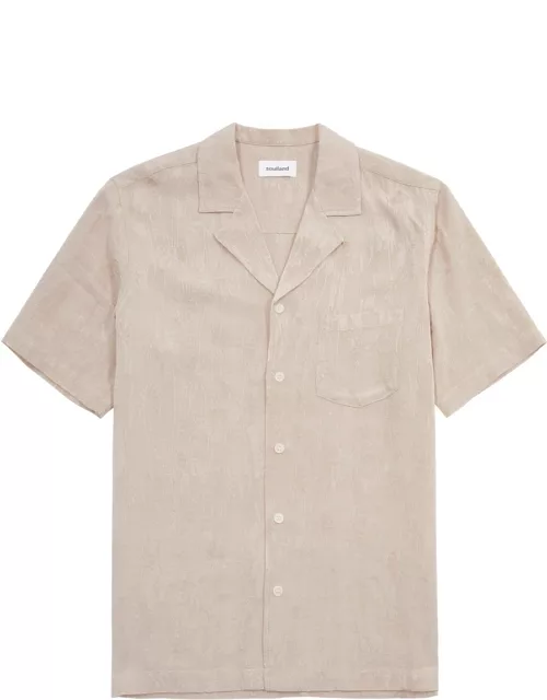 Soulland Orson Floral-jacquard Shirt - Beige