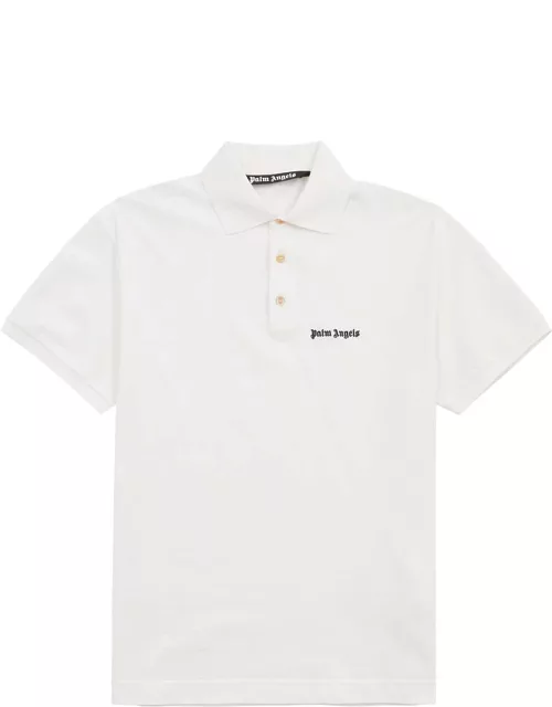 Palm Angels Logo-embroidered Piqué Cotton Polo Shirt - Off White