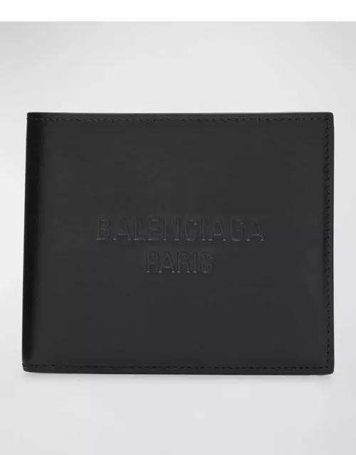 Men's Duty Free Embossed Logo Leather Bifold Wallet