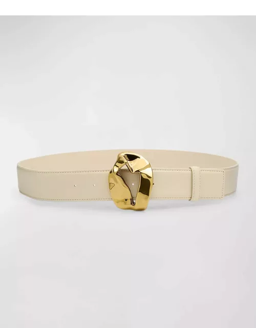 Abstract Buckled Leather Belt