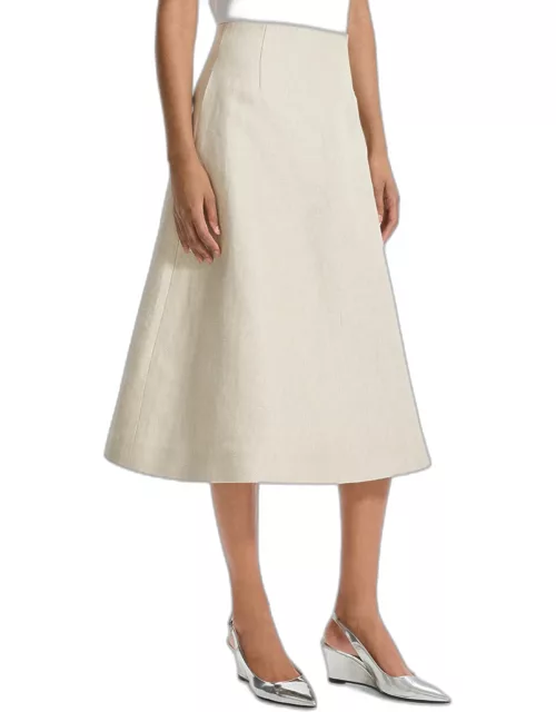 Linen Tweed Full Midi Circle Skirt