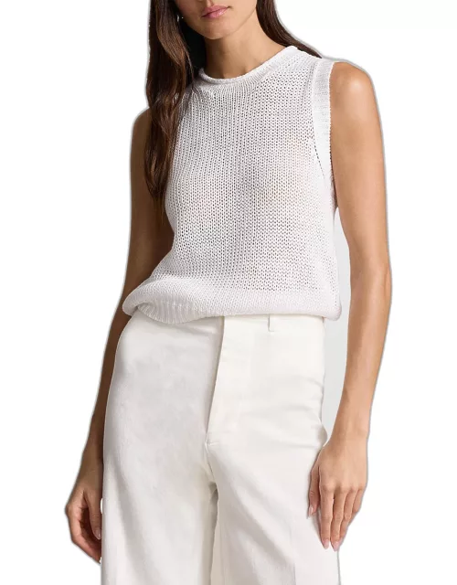 Linen-Cotton Sleeveless Sweater Tank