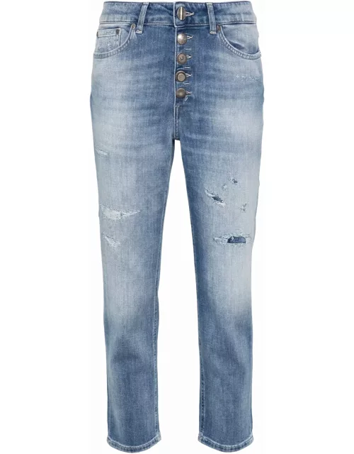 Dondup Blue Cotton-blend Crop Jean
