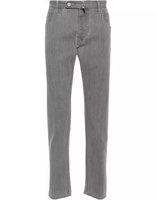 Incotex Medium Grey Cotton Blend Denim Jean