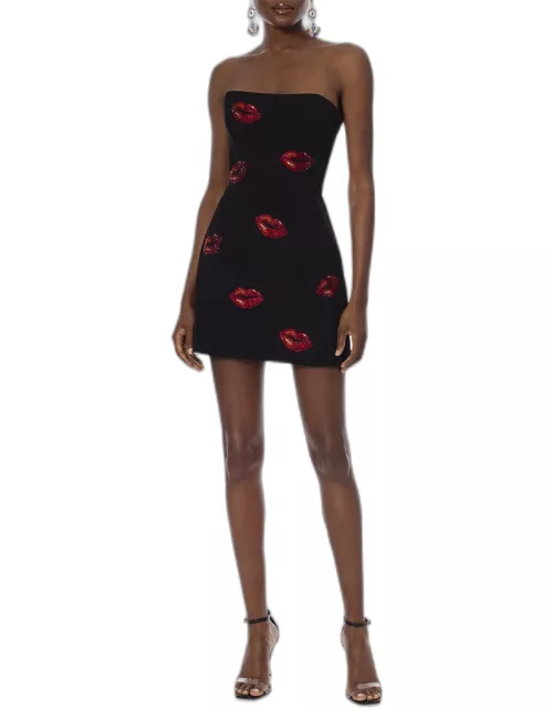 Robin Strapless Rhinestone Lips Mini Dres