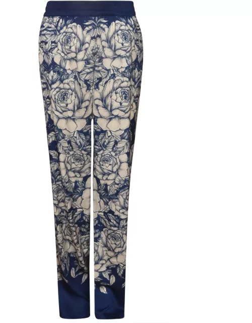 Blugirl Elastic Waist Floral Print Trouser