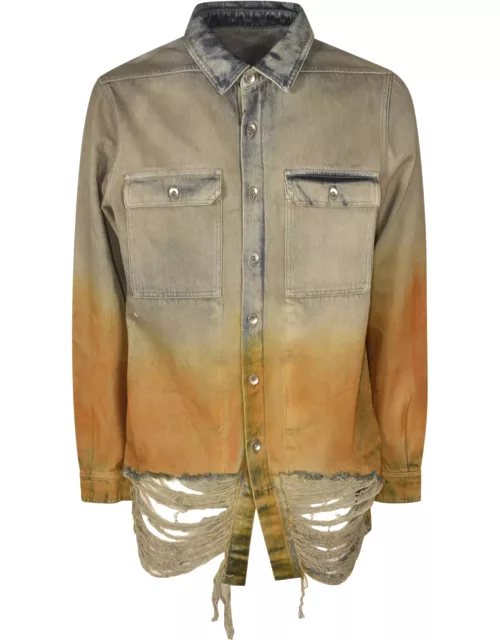 Rick Owens Vintage Effect Distressed Denim Jacket