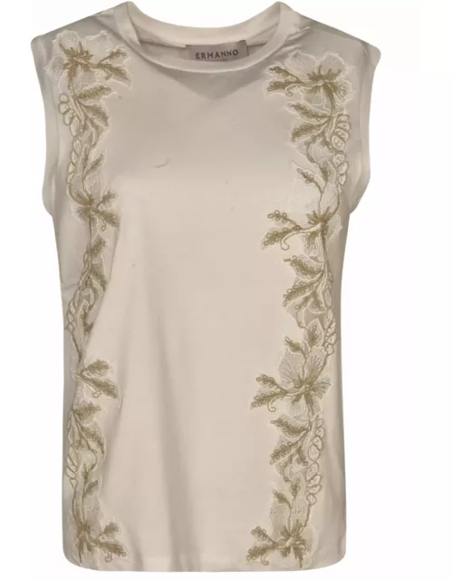 Ermanno Scervino Floral Embroidered Sleeveless Top