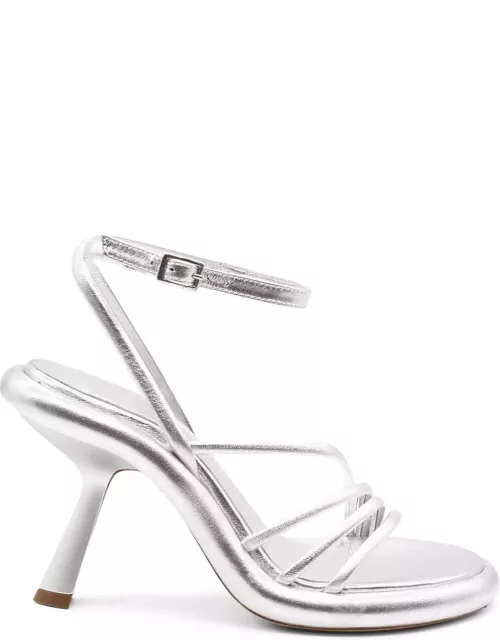 Vic Matié Dosh Strappy Sandals In Laminated Silver Nappa
