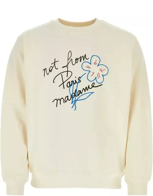 Drôle de Monsieur Cream Cotton Slogan Esquisse Sweatshirt