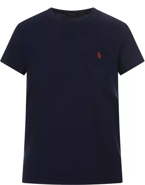 Ralph Lauren Blue T-shirt With Contrasting Pony