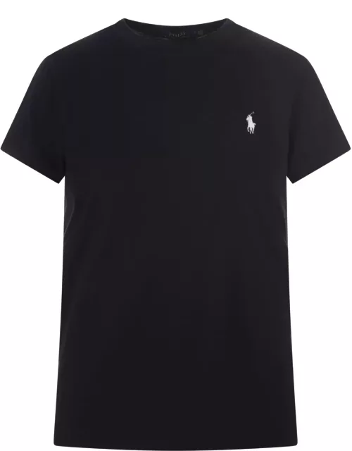 Ralph Lauren Black T-shirt With Contrasting Pony