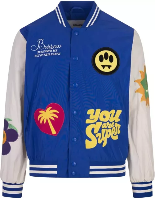Barrow Blue College Bomber Jacket With Application