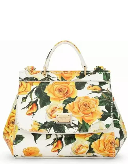 Dolce & Gabbana Sicily Mini Hand Bag With Yellow Rose Print