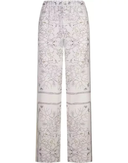 Fabiana Filippi White Printed Silk Twill Trouser