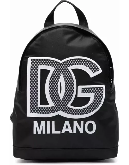 Dolce & Gabbana Black Nylon Backpack With Dg Logo