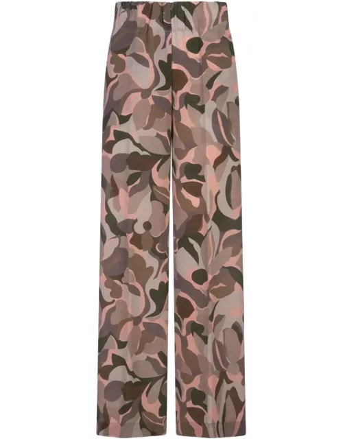 Aspesi Multicoloured Printed Silk Crepe De Chine Trouser