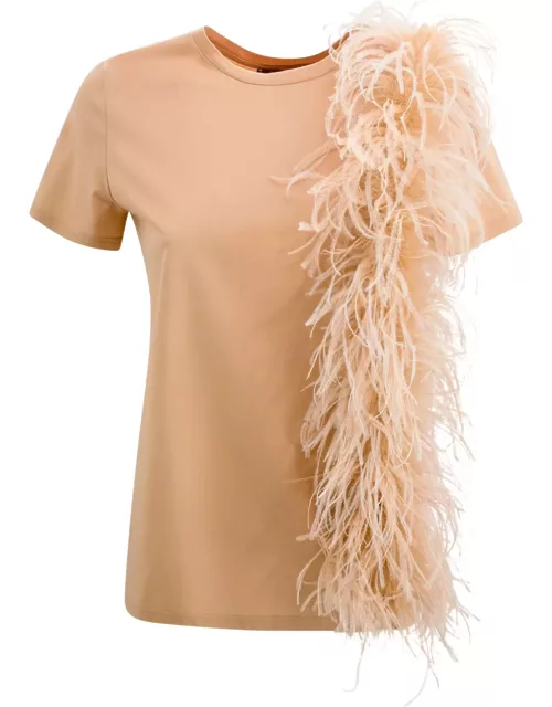 Max Mara Studio Jersey T-shirt With Feather