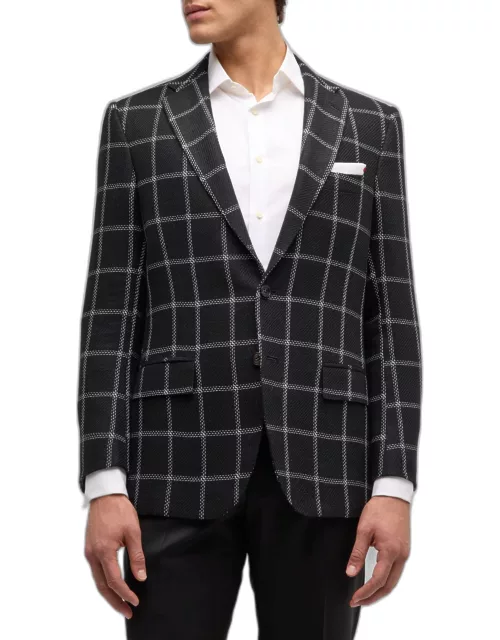 Men's Cashmere-Linen Windowpane Sport Coat