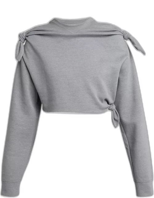 Cashmere-Blend Cropped Sweatshirt with Knot Detai