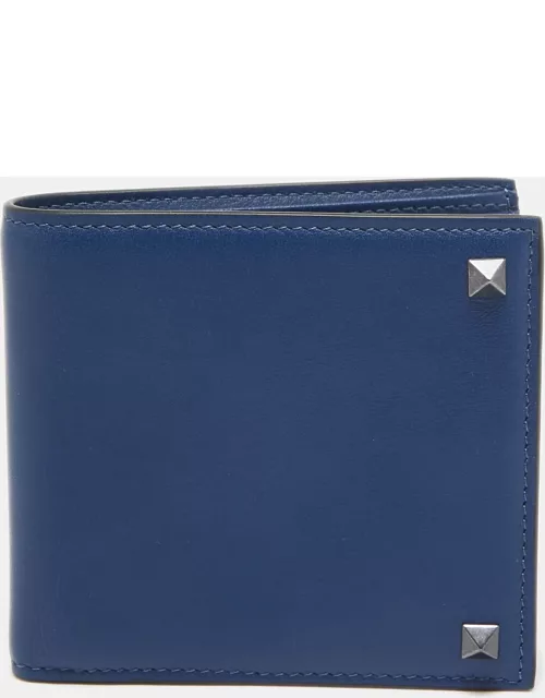 Valentino Navy Blue Leather Rockstud Bifold Wallet