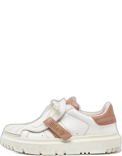 Dior White/Beige Leather and Rubber Dior ID Lace Up Sneaker
