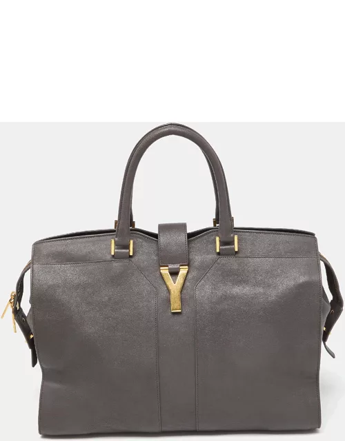 Yves Saint Laurent Grey Leather Large Cabas Chyc Tote