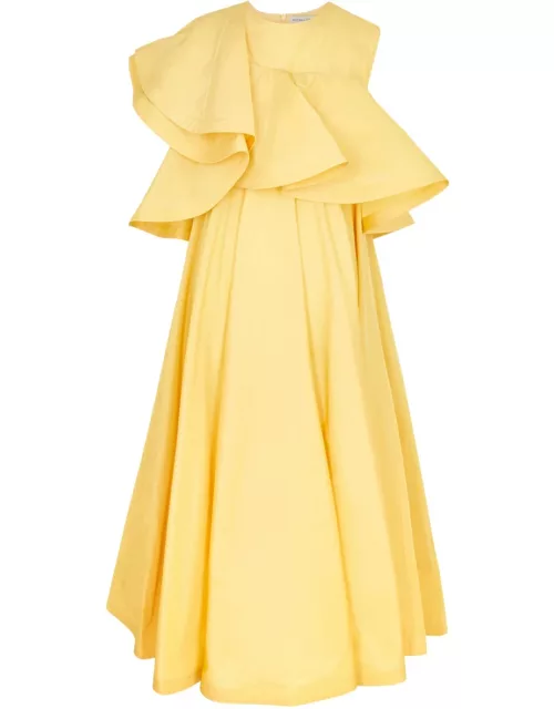 Palmer//harding Serenity Ruffled Taffeta Midi Dress - Yellow - 10 (UK10 / S)