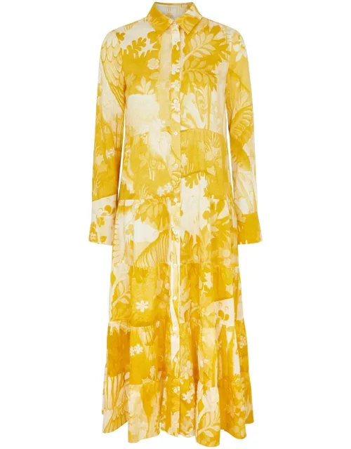 Erdem Printed Cotton Midi Shirt Dress - Yellow - 10 (UK10 / S)
