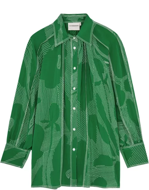 Lovebirds Vida Printed Silk Shirt - Green