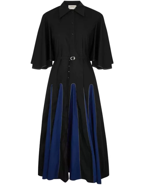 Lovebirds Talia Panelled Cotton Midi Shirt Dress - Black