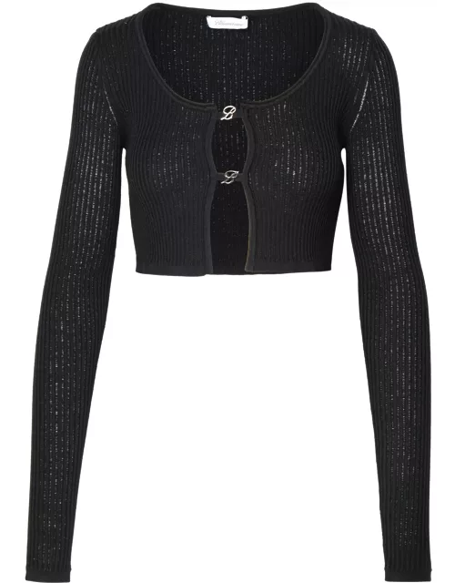 Blumarine Crop Sweater In Black Viscose Blend