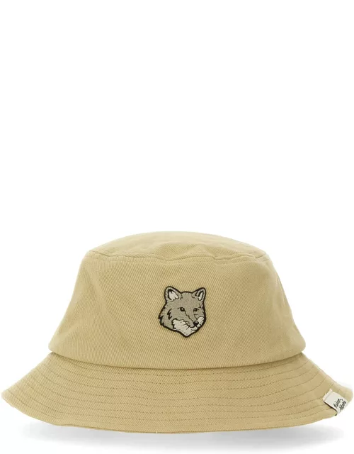 maison kitsuné bucket hat with fox patch