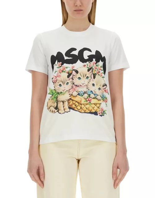 msgm logo print t-shirt