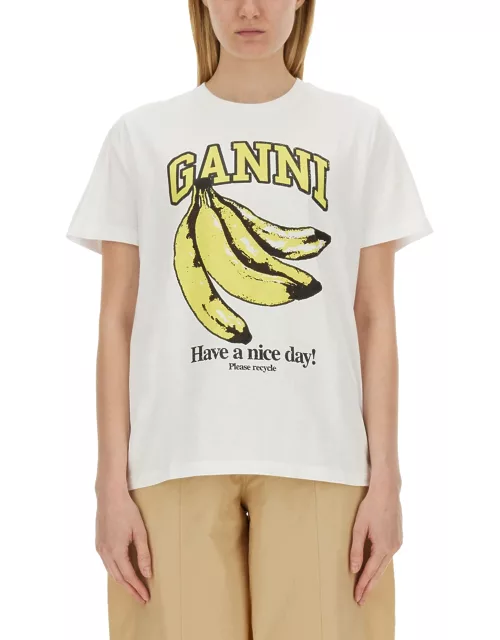 ganni banana print t-shirt