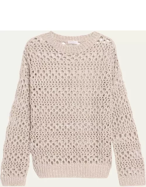 Paillette Open Weave Sweater with Tube Top