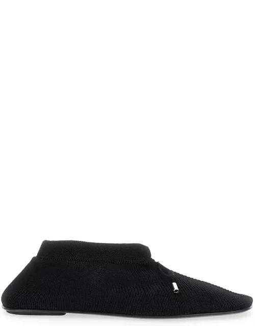 Totême Black Ballet Flats With Bow Detail In Knit Woman