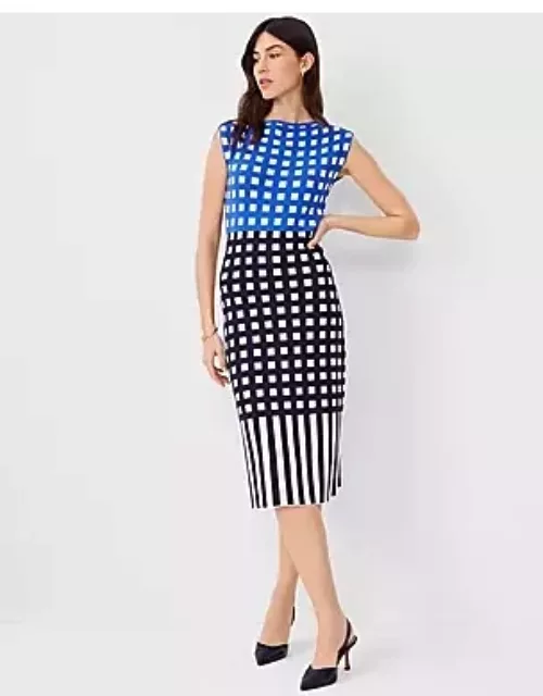Ann Taylor Petite Gingham Boatneck Sweater Dres