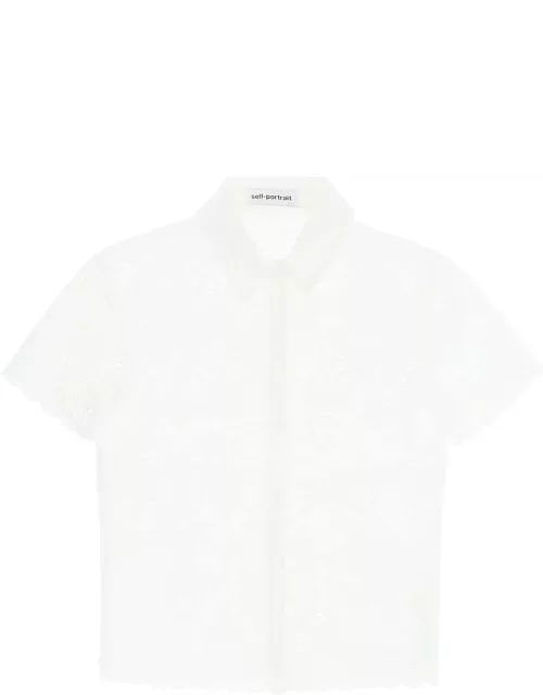SELF PORTRAIT Short-sleeved Sangallo lace shirt