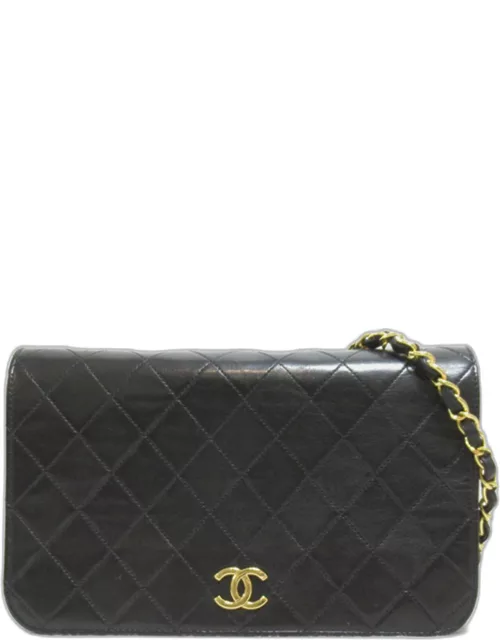 Chanel Black Leather Quilted CC Flap Bag