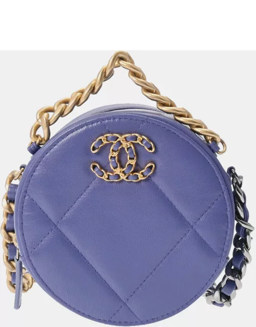 Chanel Purple Leather 19 Round Clutch w/Chain