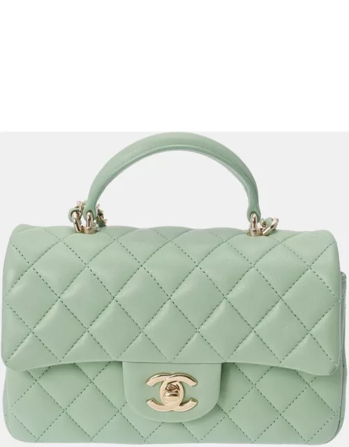 Chanel Green Mini Flap Top Handle Bag