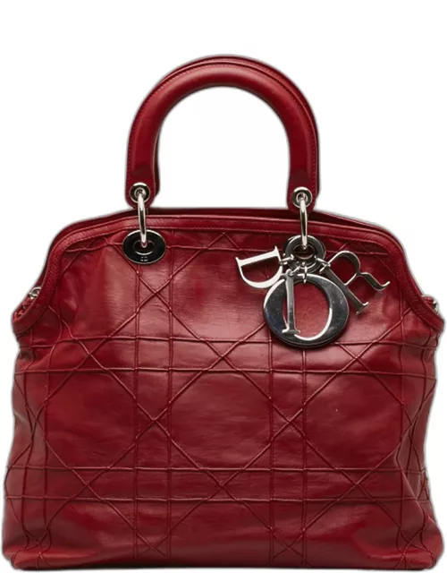 Dior Red Leather Medium Granville Tote Bag