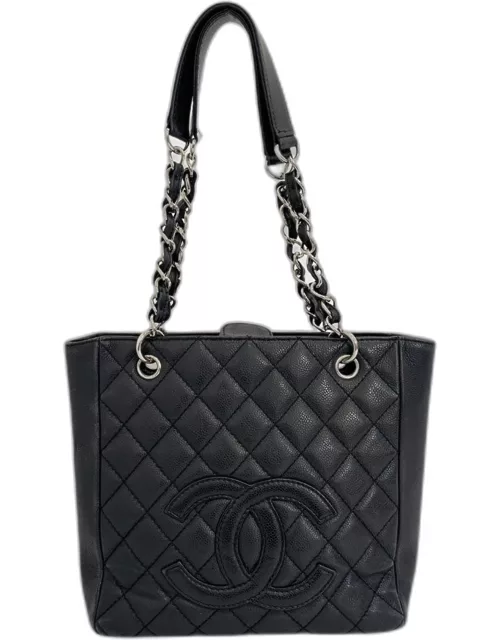Chanel Black Caviar Leather Grand Shopping Tote Bag