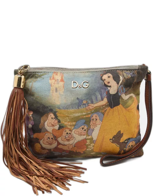 D & G Multicolor Fabric and Leather Ania Disney Wristlet Pouch